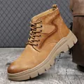 Bottes de travail classiques en daim camel pour hommes avec semelles épaisses antidérapantes - 38 / Ballerines / Jaune