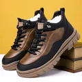 Botas de invierno altas para hombre con forro polar cálido y diseño bicolor marrón - EU 38 / Marrón con Forro de Lana