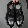 Classic black leather business shoes with elegant lace-up design and textured finish - EU 38 / Black Lace-up Single Lining