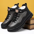 Botas de invierno para hombre en negro y gris con forro polar cálido y suela gruesa rugosa - EU 38 / Gris Con Forro Polar