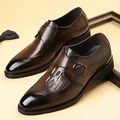 Scarpe monk marroni da uomo con goffratura coccodrillo e dettagli brogue - EU 38 / Marrone