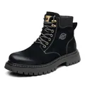 Klassische schwarze Herren Martin Boots im Vintage-Stil mit rutschfester Gummisohle - 38 / Einzelnes Futter / Schwarz