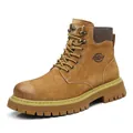 Fleece-lined winter work boots in tan brown nubuck leather for outdoor warmth - 38 / Fleece Lined / Yellow