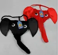 String éléphant pour homme imprimé léopard en noir et rouge avec oreilles 3D - Taille unique / Noir Rouge