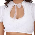 Détail du col en dentelle blanche avec broderies délicates et petit nœud élégant - S / Blanc