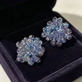 2604089 Blue-purple Beaded Flower Earrings