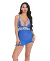 Nuisette sexy bleue avec broderie en dentelle blanche et maille transparente - S / Ensemble Lingerie Babydoll Bleu / Bleu