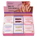 Set de uñas postizas en varios colores con caja rosa para manicura DIY en 2 minutos - Camiseta Corta Tz04 [seis Colores 144 Unidades] / Estilo con Kit de Herramientas