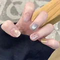Détails d'ongles faits main avec effet œil de chat et motifs d'étoiles brillants - Taille Complète (M/S/XS) Bande (30 Pièces/Plaque) / Étoiles Et Lune (BY1984)