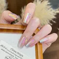 Irisierende Aurora Laser Kunstnägel mit metallisch zartrosa-grün polarisiertem Finish - BZ1943 Schwebende Wolken