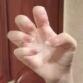 Unghie finte sfumate rosa con punte French cat-eye argento e design a forma quadrata - S / Stile Bordo Occhio di Gatto Sfumato Rosa Argento Età dell'Oro