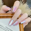 Blau-violette Gradient Aurora Kunstnägel mit holografischem Katzenaugen-Metallic-Finish - BZ1947 Sonnenuntergangsleuchten
