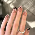 Handgefertigte French Leopard Press-on Nails mit Schmetterling und Strasssteinen - M / Französischer Leopard (BY2348)