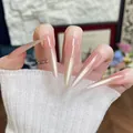 Extra long stiletto cat eye press-on nails with pink gold gradient and luxury shimmer - M / Pink Gold Gradient (BY2013)