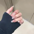 Glossy pink ombre long coffin press-on nails with shiny finish for women - Flesh Pink Milky Gradient Glossy Coffin Style (BY1423)