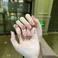 Pink gradient cat-eye press-on nails with shimmering finish in short square-oval shape - Phototherapy Glue Style / Whirling Dance (BY1175)