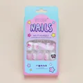 Set of 24 cute cartoon cat and pig press-on nails with pink purple gradient finish - Tool Kit Style
