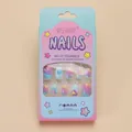 Set de 24 uñas postizas arcoíris para niñas con diseño macaron y caja de presentación - Tipo de Pegamento