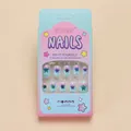 Bunte Seestern Aufdrücknägel für Kinder mit 24 blauen und rosa Farbverlauf-Designs - Kleber-Typ