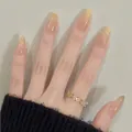Franse champagne glitterverloop amandelvormige kunstnagels set met 30 nageltips - Sprankelend Licht (BY2004)
