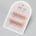 Handmade press-on nails with pink gradient finish and colorful macaron heart designs - Boxed Press-on Style (BY1545)
