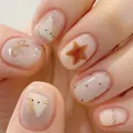Faux ongles faits à la main avec illustrations de chats et motifs de nœuds mignons - M / Beau Temps (BS2136)