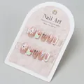 Short coffin press-on nails set with sweet daisy floral and cute bow designs - Sweet Floral Bow Style (BY2174) / Box Packaging