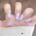 Faux ongles œil de chat dégradé rose et violet, finition brillante et forme ovale - Emballage en boîte / Blanc Pur (Dégradé Rose Violet)