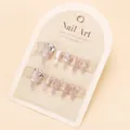 Cat eye roze plaknagels voor tenen met zilveren vlinder, parels en strassteentjes - Roze Kattenoog Vlinder Stijl (Gereedschapsset)(ZF75)