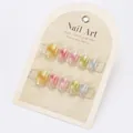 Uñas postizas degradadas hechas a mano con puntos coloridos en cartón macarrón - Estilo en Caja (BY2275)