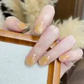 Unghie finte cat eye corte squadrate color ambra e champagne con riflessi lucidi - Unghie a pressione / Giallo Ambra (BY2289)
