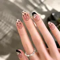 Handmade leopard print press-on nails with 3D bows and rhinestones in 30pcs set - Standard Type / Flower Blooming Style (BY2348)
