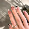 Handmade leopard print press-on nails with 3D bows and rhinestones in 30pcs set - Press On Nails (Boxed Style) / Flower Blooming Style (BY2348)