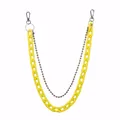 Dual-layer fluorescent yellow resin chain and silver beaded metal belt chain with lobster clasps - Yellow Bead Chain Acrylic Trousers Chain (Ring)