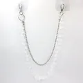 Close-up of double-layer street style chain with acrylic links and metal bead chain - Transparent Bead Chain Acrylic Trousers Chain (Ring)