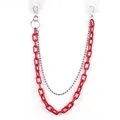 Detail of red acrylic chain and silver bead link with metal lobster clasps for accessories - Red Bead Chain Acrylic Trousers Chain (Ring)