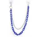 Detail of double-layer hip-hop trousers chain with blue acrylic links and silver bead metal - Blue Bead Chain Acrylic Trousers Chain (Ring)