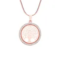 Rose gold tree of life pendant necklace with sparkling crystals on a smooth snake chain - Necklace / Rose Gold