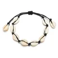 Pulsera bohemia hecha a mano con conchas naturales de cauri y cordón ajustable - Negro