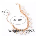 Golden chain necklace with natural white shell pendants, size 22+6cm and 36.1g weight - Wide Style / Thick Chain Gold