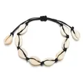 Handgemaakte schelpen armband met verstelbaar zwart koord in boho strandstijl - Zwart