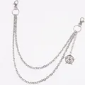 Double layered hip hop pants chain with silver skull star pendant and lobster clasps - Skeleton Pentagram Pendant Style