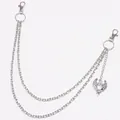 Silver multi-layer pants chain with double lobster clasps and an eagle shield pendant - Eagle Pendant Style