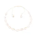 Bohemian adjustable handmade seashell necklace with white woven cord and natural cowries - Adjustable Necklace / White