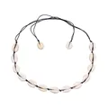 Ensemble collier en coquillages bohème avec cauris blancs naturels et cordon noir réglable - Collier Style Ouvert / Noir