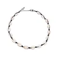 Collier bohème avec coquillages cauris blancs et corde tressée noire pour les vacances d'été - Style de Collier de Perles d'Eau Douce / Noir