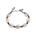 Bracelet de coquillages fait main avec cauris blancs et cordon noir pour l'été et la plage - Bracelet de Perles / Noir