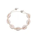 Bracelet en coquillages cauris bohème avec perles et cordon tressé ajustable - Bracelet de Perles / Blanc