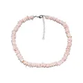 Collier en éclats de coquillages roses avec fermoir mousqueton argenté et extension - Collier de Coquillages Concassés / Rose