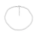 Collier en perles Heishi blanches avec fermoir mousqueton argenté et extension - Collier de Tranches de Coquillages Rondes / Blanc